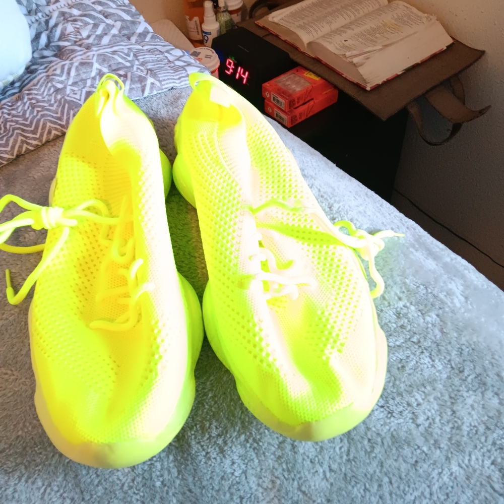 Neon Yellow Athletic Knit Sneakers